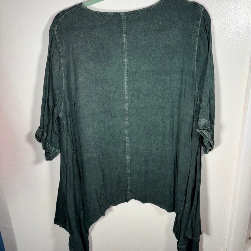 Sacred Threads Button Up Top Womens OS Green Boho Embroidered Fairycore Blouse - Picture 8 of 10